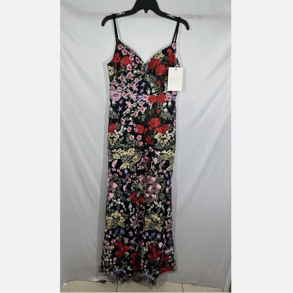 NWT $598 Mac Duggal‎ [ 8 ] Floral Lace Embroidered Sweetheart Gown Black Red - Picture 8 of 16